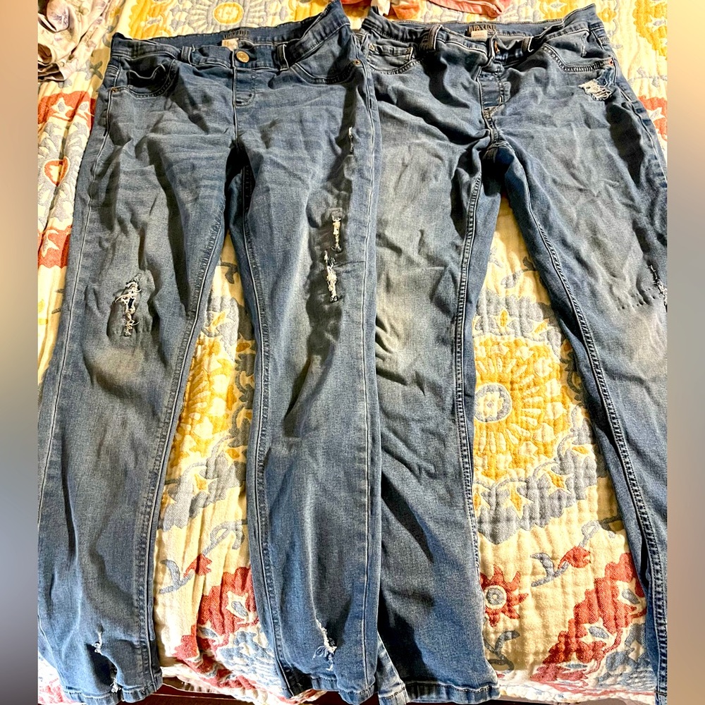 2 pair of Justice Girls denim jeggings size 16 Plus